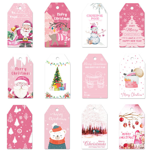 New Christmas decorations Vintage pink tag gift bag tag pendant Party supplies