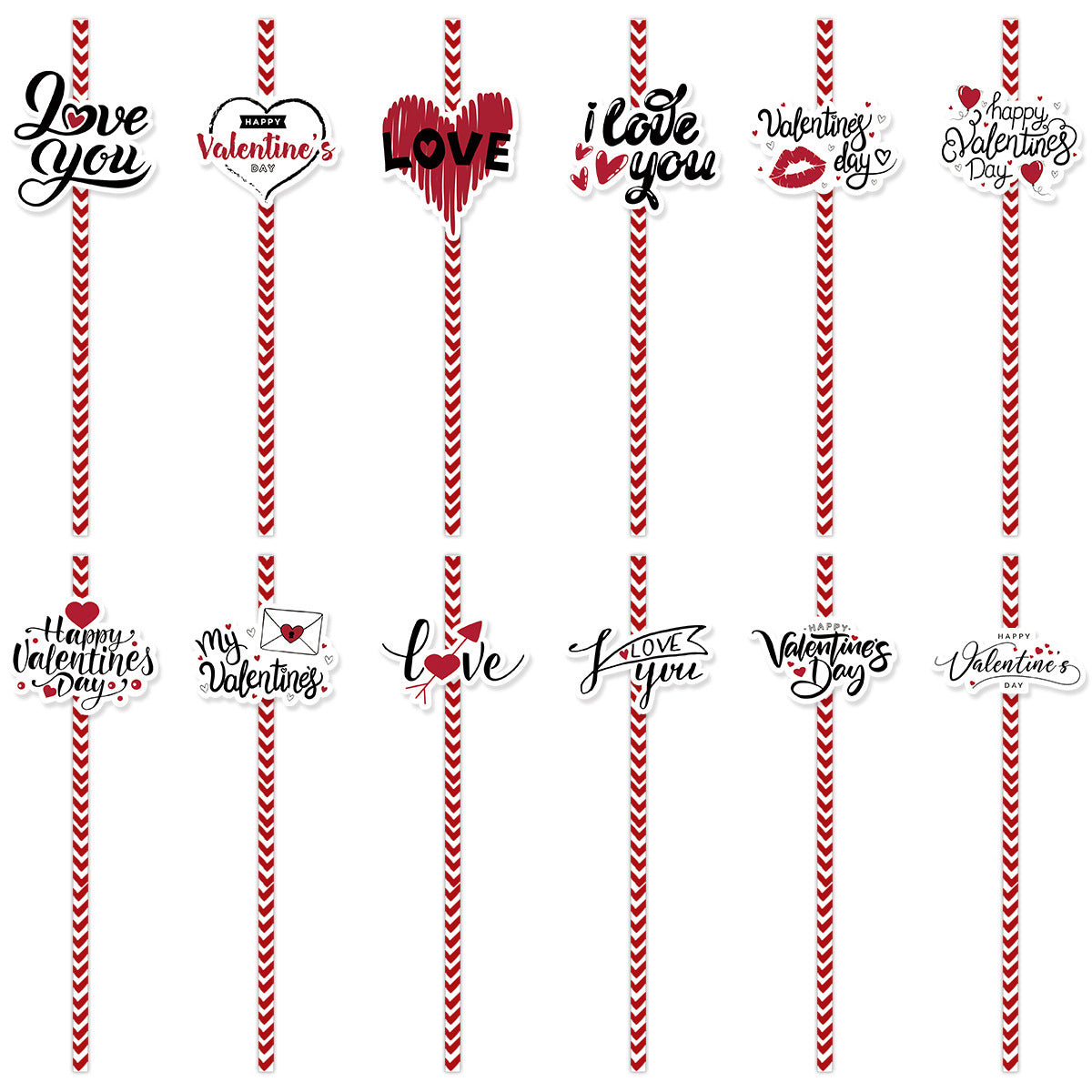 Valentine's Day decoration 24pcs straws