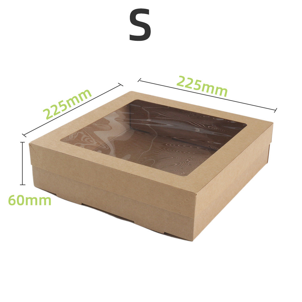 Fine corrugated baked cake packaging box visual window paper lunch box