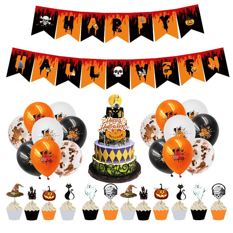 New 12pcs Halloween Pumpkin Skull cake decoration toppers