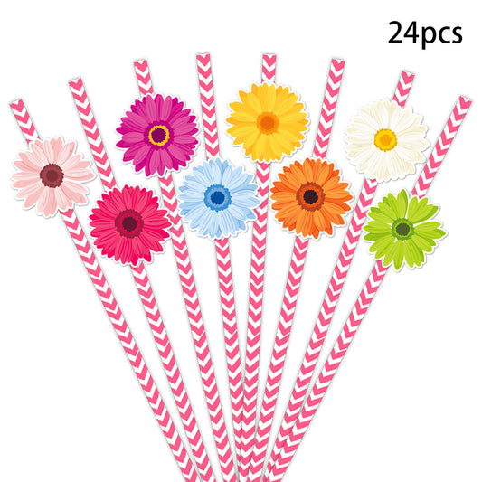 New Spring flower decoration 24pcs straw Spring color straw banner