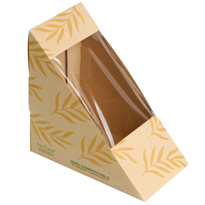 Secondary window bamboo pulp paper sandwich box triangle baked