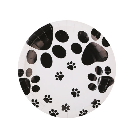 Black Dog Paw Theme Children's Birthday Party Decorative Paper Plate