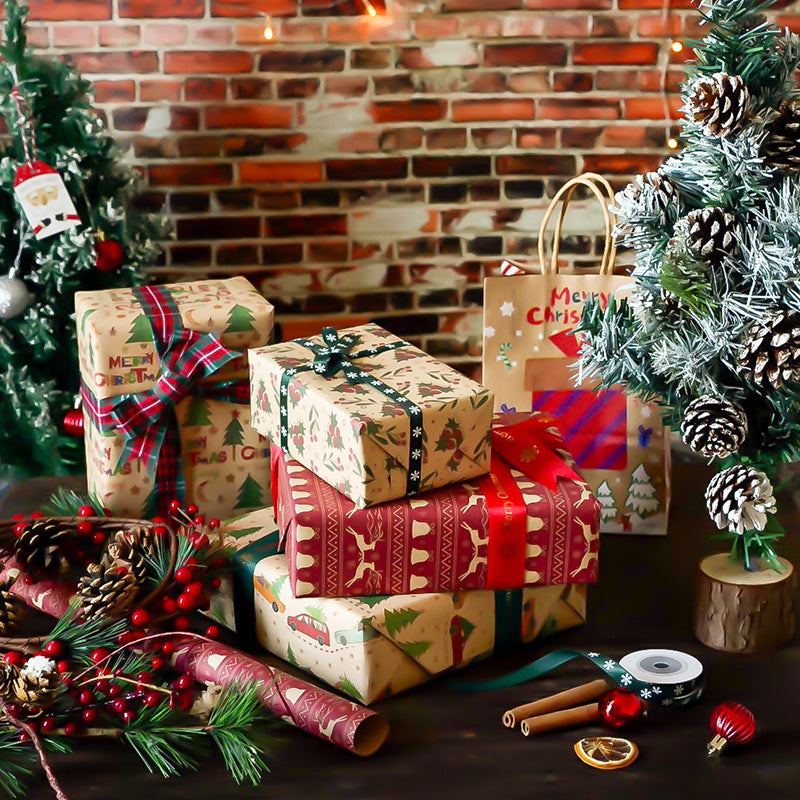 Vintage Christmas kraft paper wrapping paper