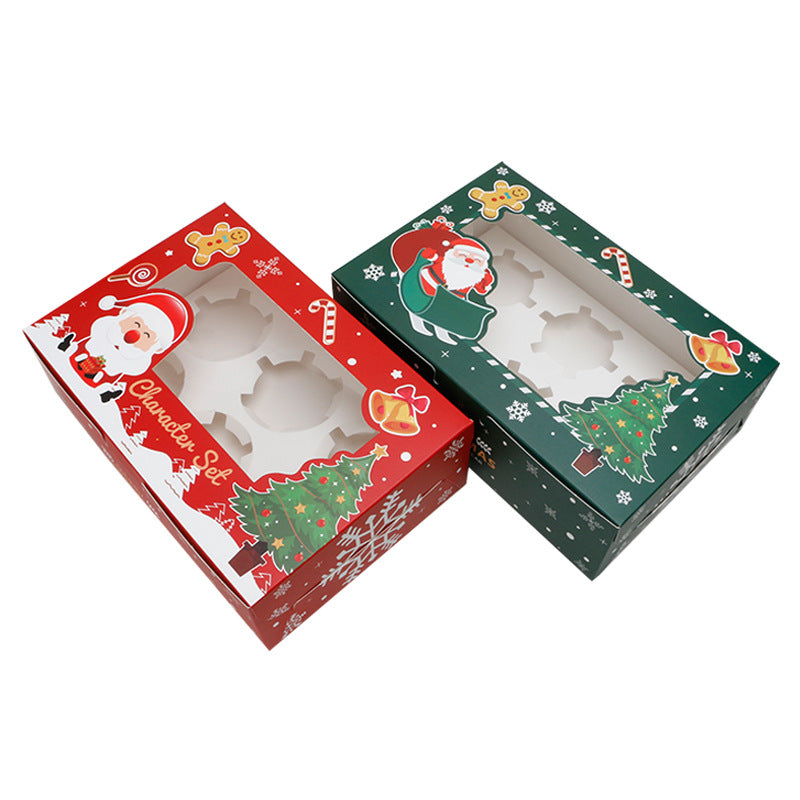 Christmas window 4 6-piece cupcake box baking pastry gift box