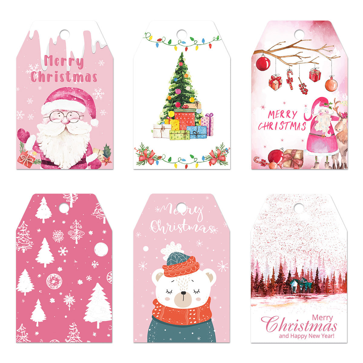 New Christmas decorations Vintage pink tag gift bag tag pendant Party supplies