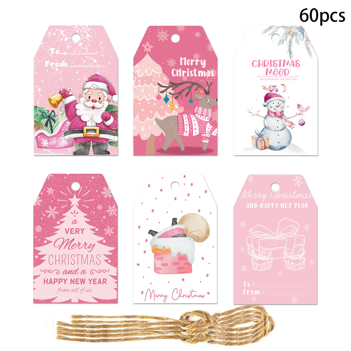 New Christmas decorations Vintage pink tag gift bag tag pendant Party supplies