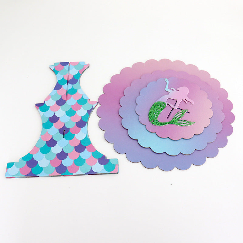 Mermaid paper cake stand Birthday party dessert stand display stand