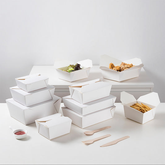 Rectangular white takeout packaging box