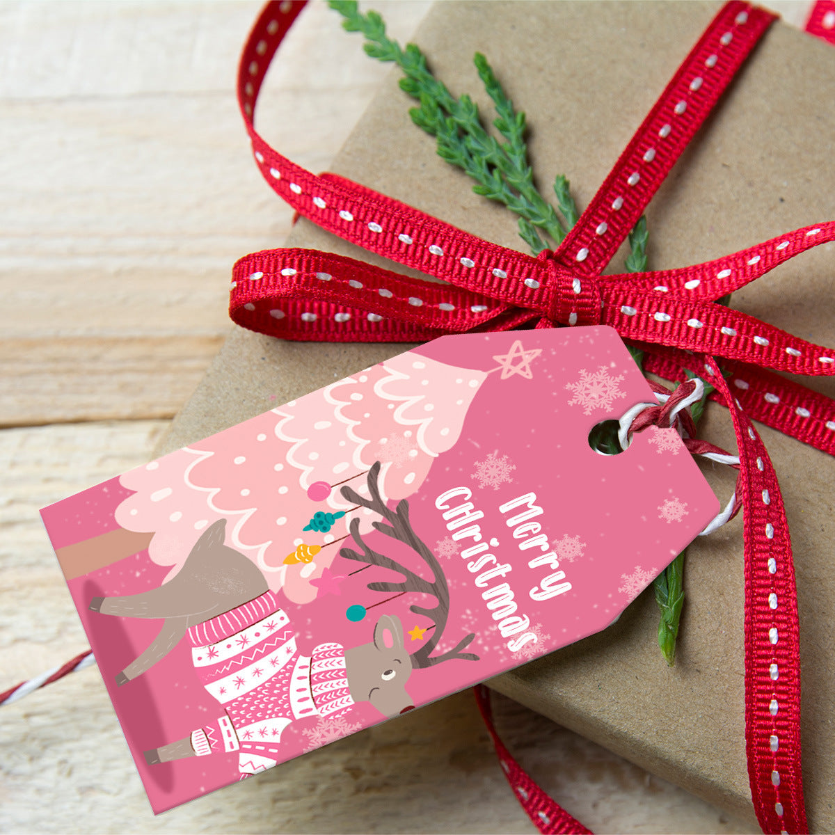 New Christmas decorations Vintage pink tag gift bag tag pendant Party supplies