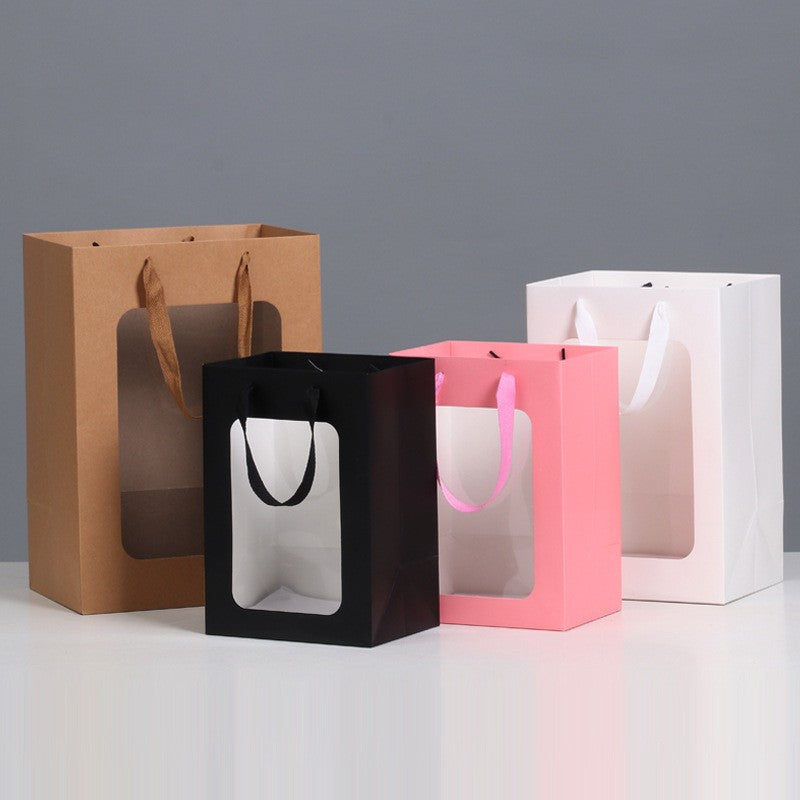 Clear paper bag with handle