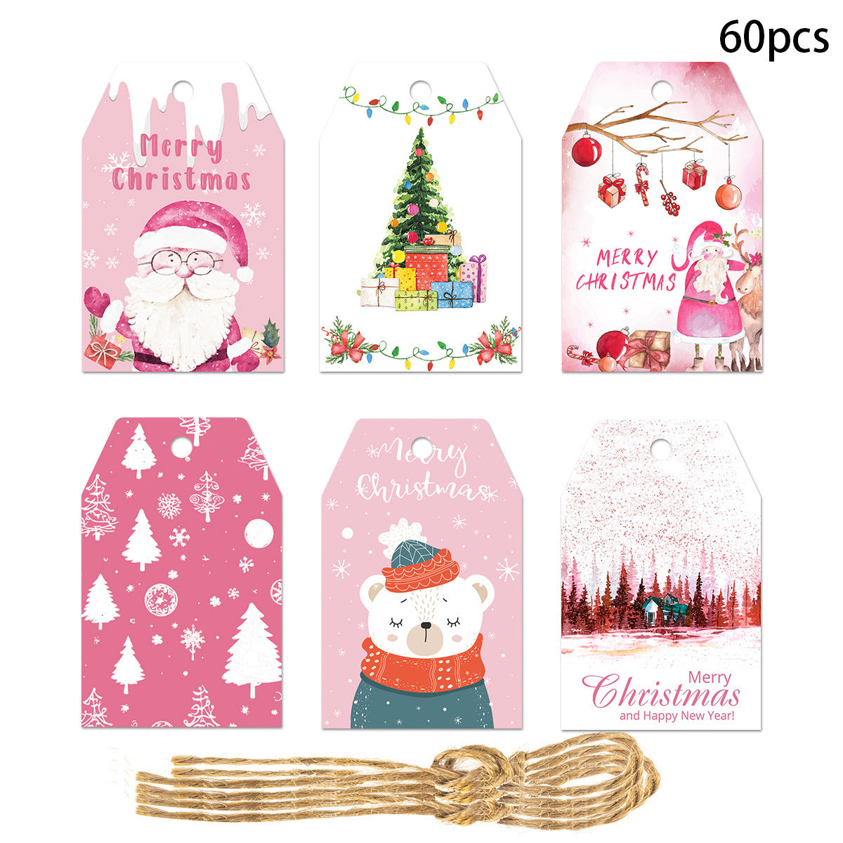 New Christmas decorations Vintage pink tag gift bag tag pendant Party supplies