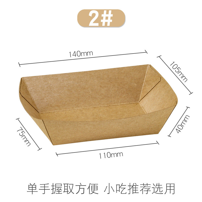 Kraft paper boat box disposable collapsible open food carton