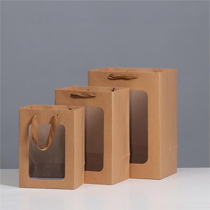 Clear paper bag with handle