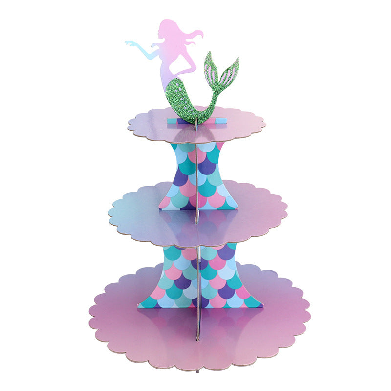 Mermaid paper cake stand Birthday party dessert stand display stand