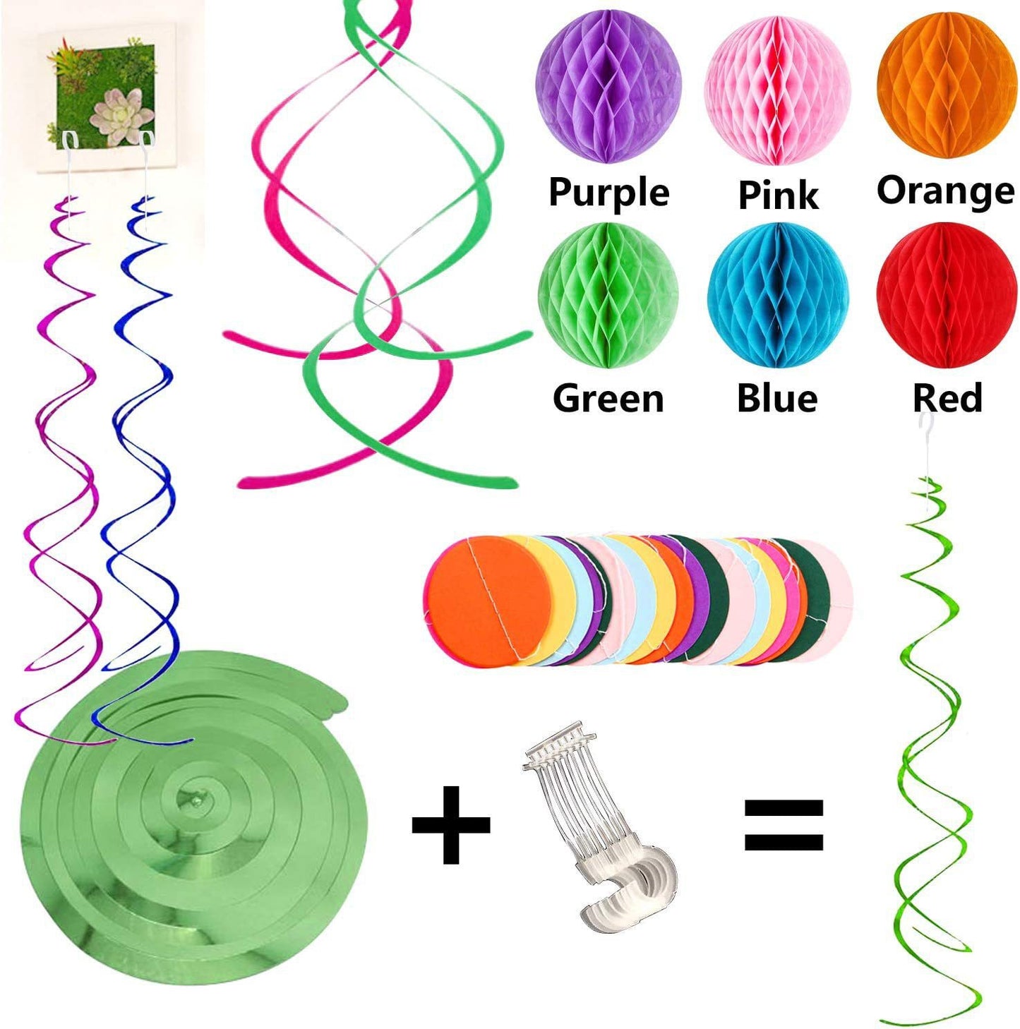 Birthday party decoration Colorful Happy Birthday pull flag spiral hanging decoration pennant colorful banner honeycomb ball set