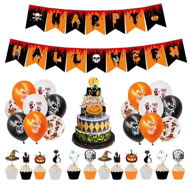 New 12pcs Halloween Pumpkin Skull cake decoration toppers