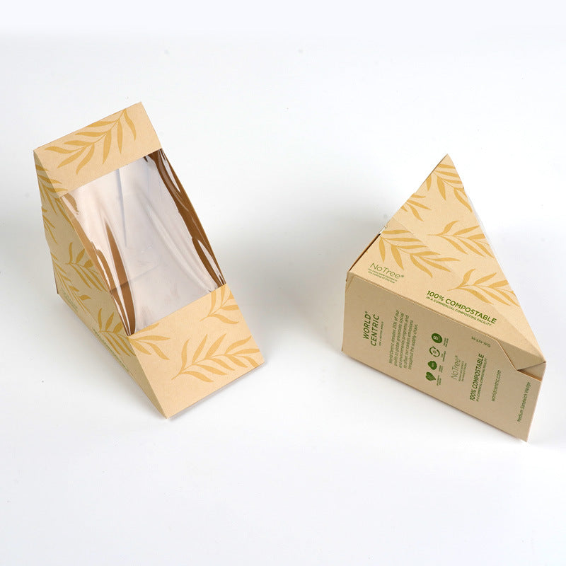 Secondary window bamboo pulp paper sandwich box triangle baked