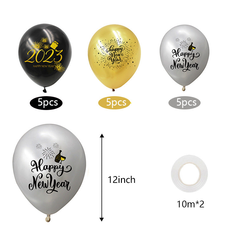 Black new year set Happy new year party decorations