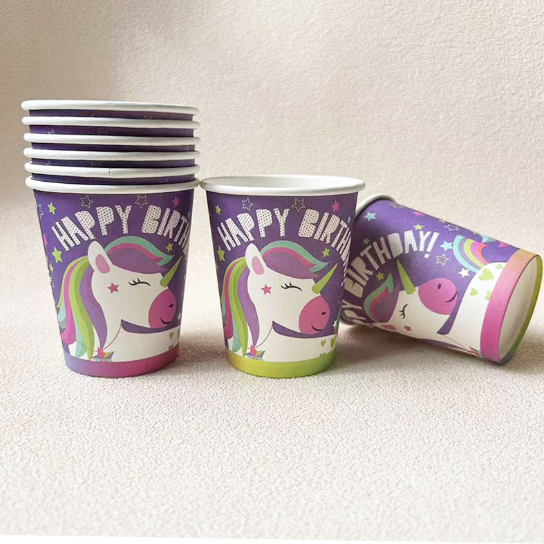 9OZ Birthday Party Gathering Unicorn Disposable Paper Cup