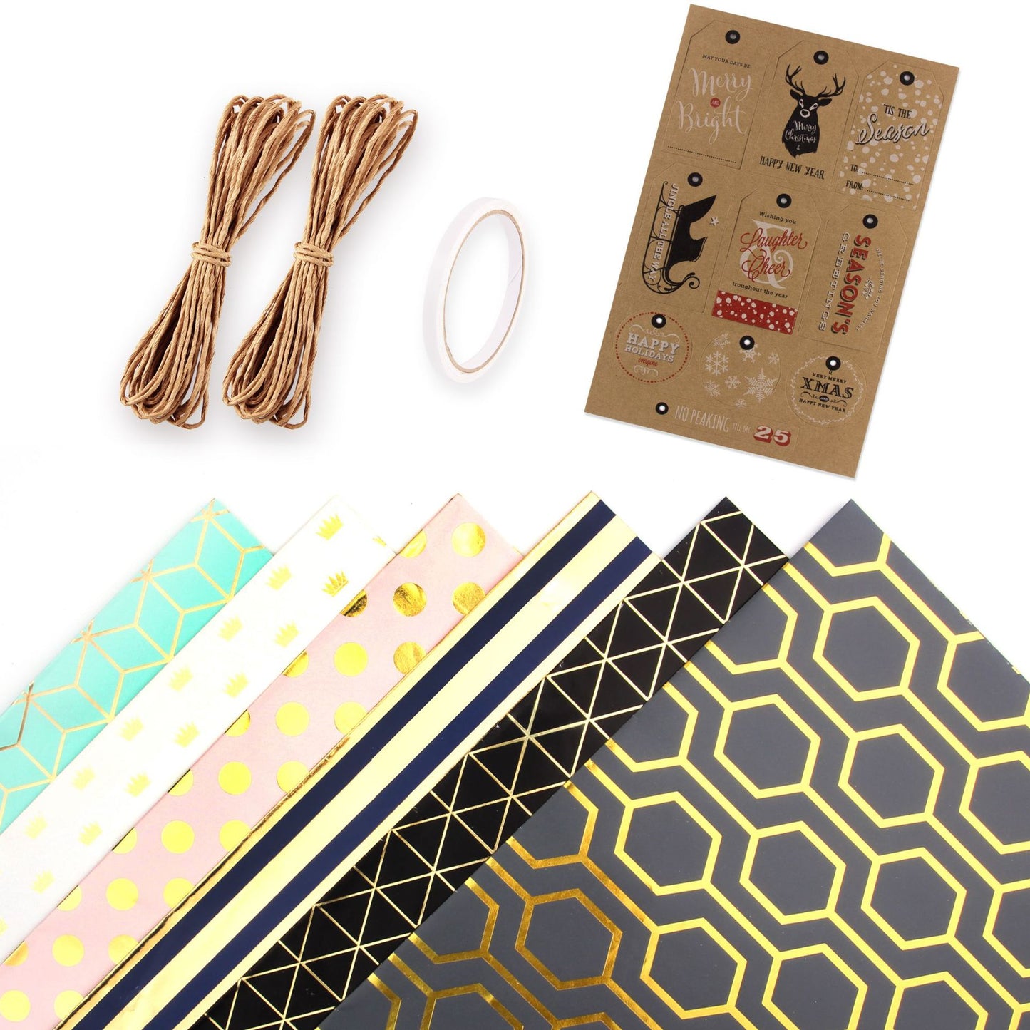 Geometric pattern series hot gold gift coated wrapping paper