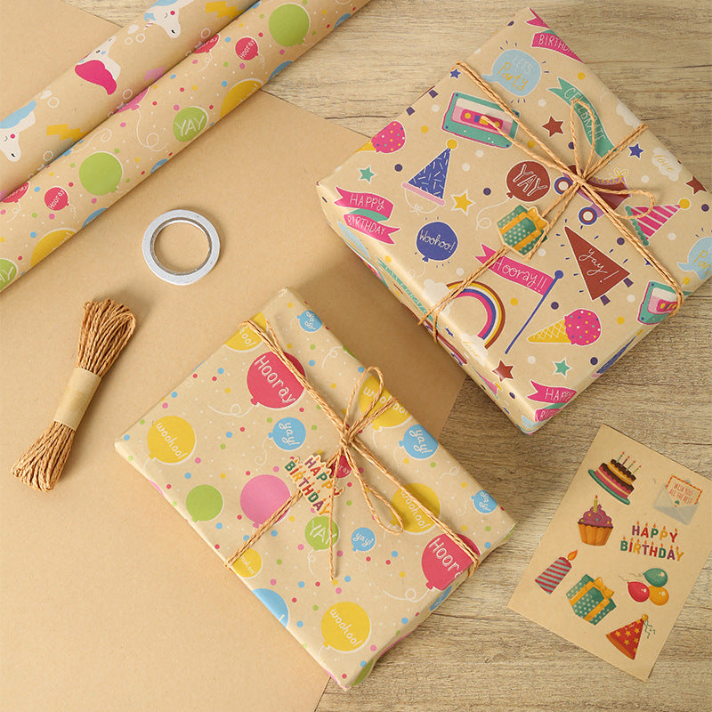 Cartoon animal kraft wrapping paper