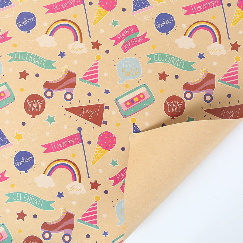 Cartoon animal kraft wrapping paper