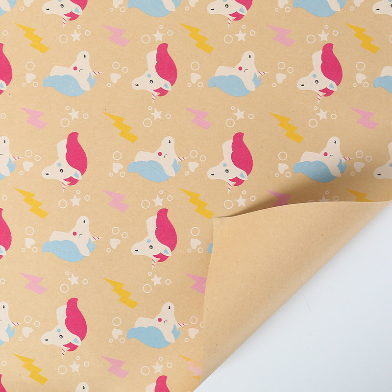 Cartoon animal kraft wrapping paper