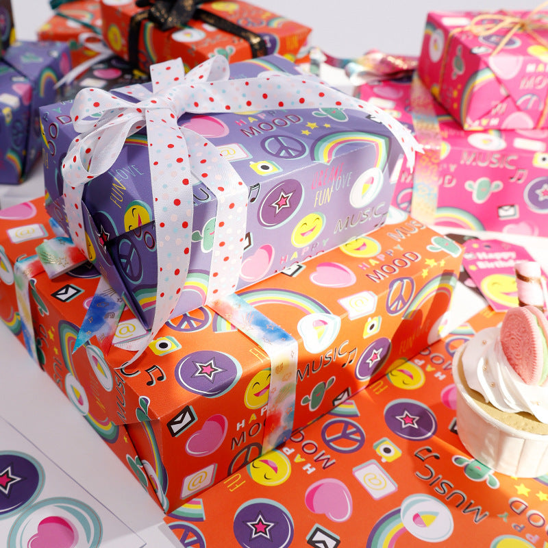 80g coated paper smiling face series birthday gift wrapping paper