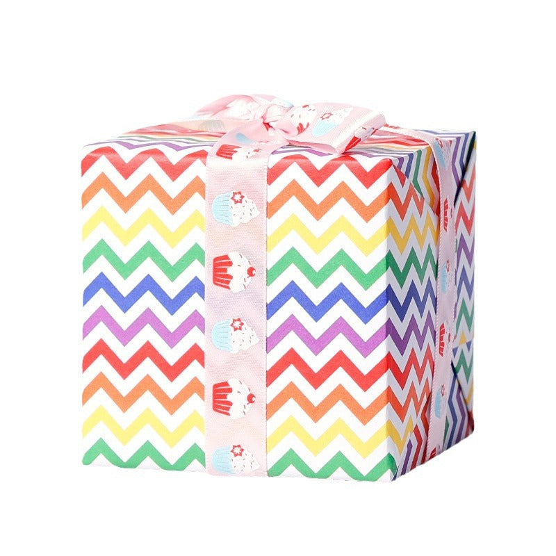 White kraft paper striped party gift wrapping paper