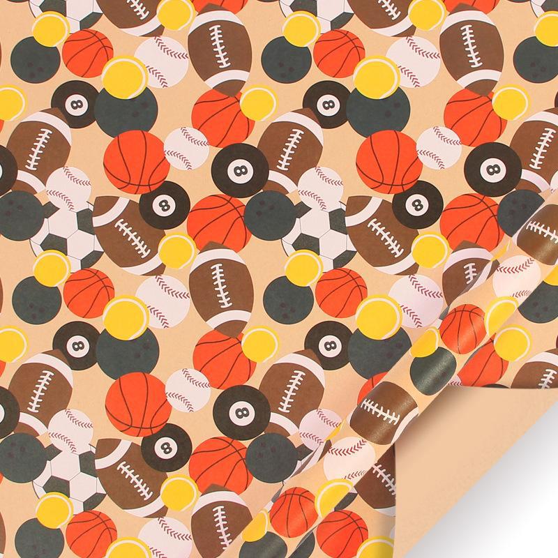 World football party theme retro kraft paper gift paper