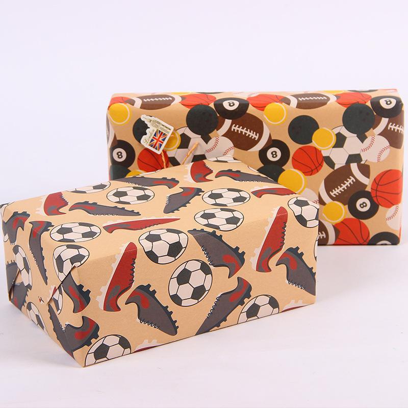 World football party theme retro kraft paper gift paper