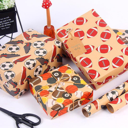 World football party theme retro kraft paper gift paper