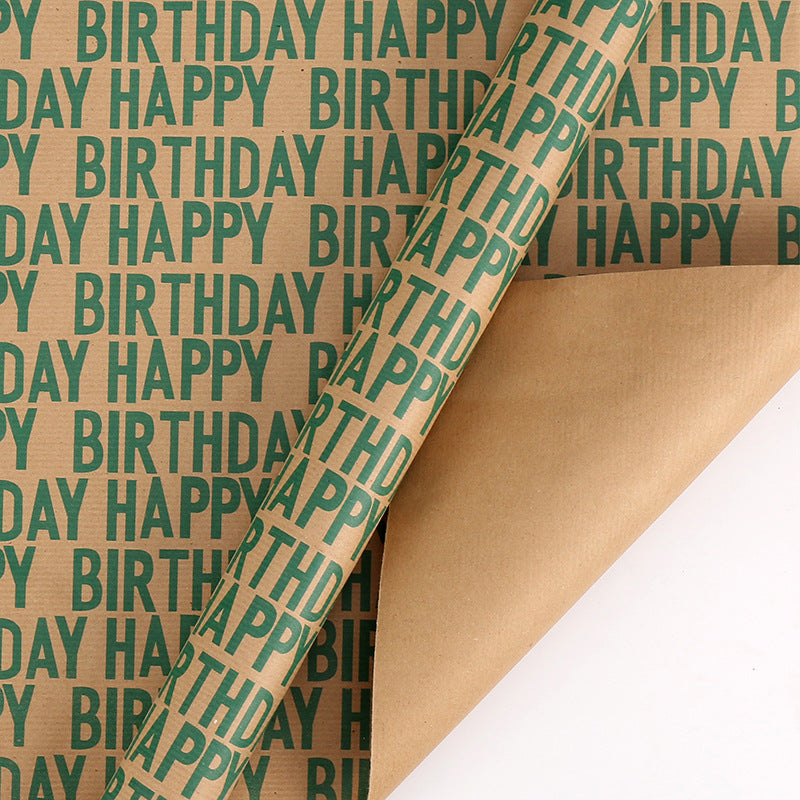 Happy birthday striped kraft gift wrapping paper