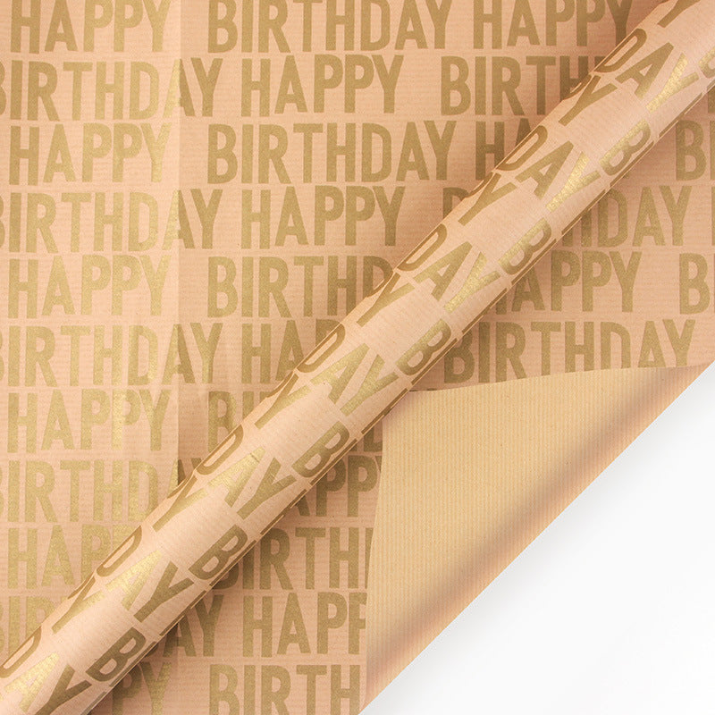 Happy birthday striped kraft gift wrapping paper