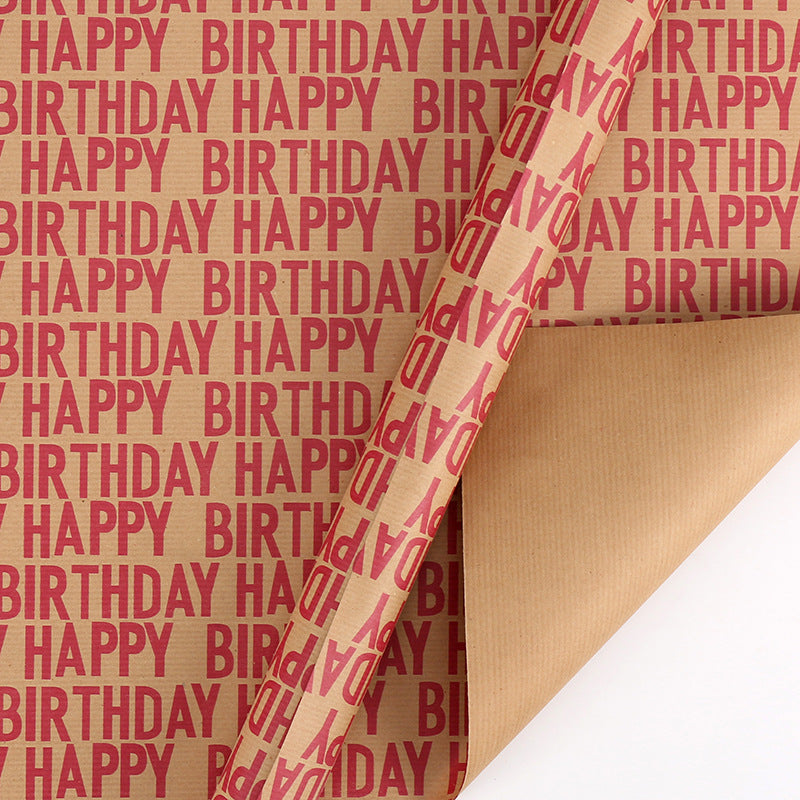 Happy birthday striped kraft gift wrapping paper