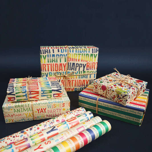 Vintage birthday wrapping coated paper