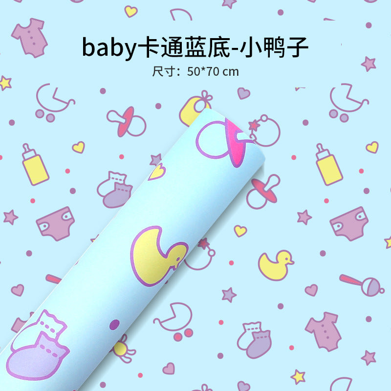 Cartoon baby gift wrapping paper