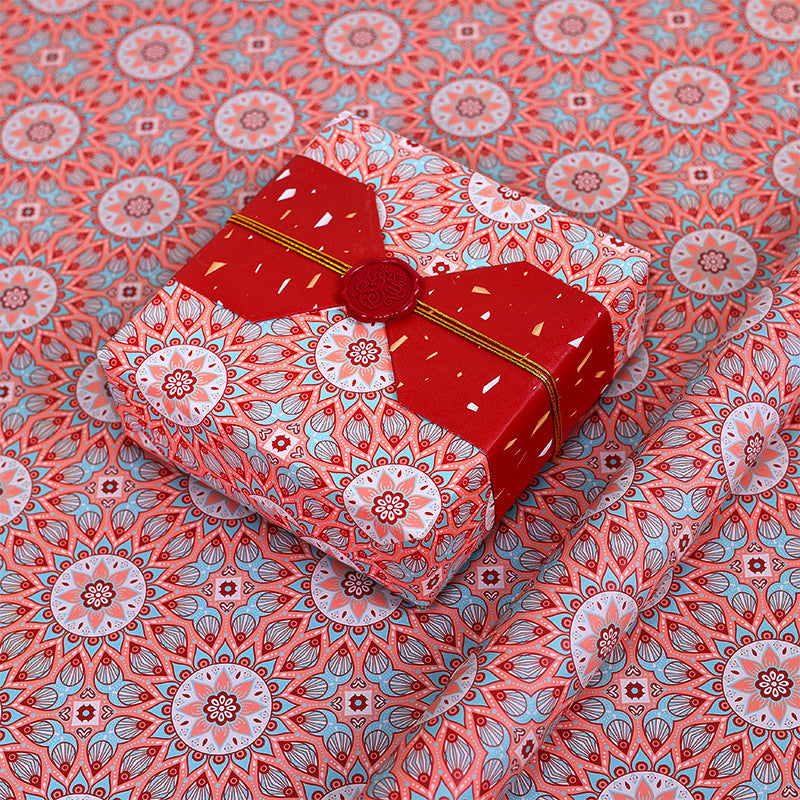 Chinese style festive retro red wrapping paper New Year Spring Festival DIY gift wrapping paper