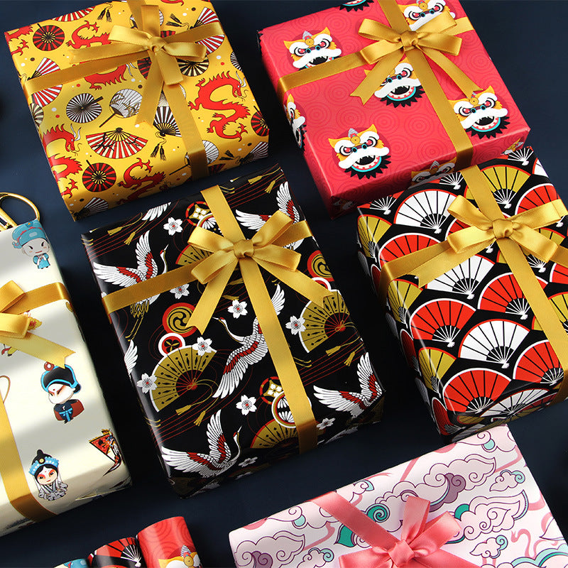 Coated Chinese New Year gift box wrapping paper