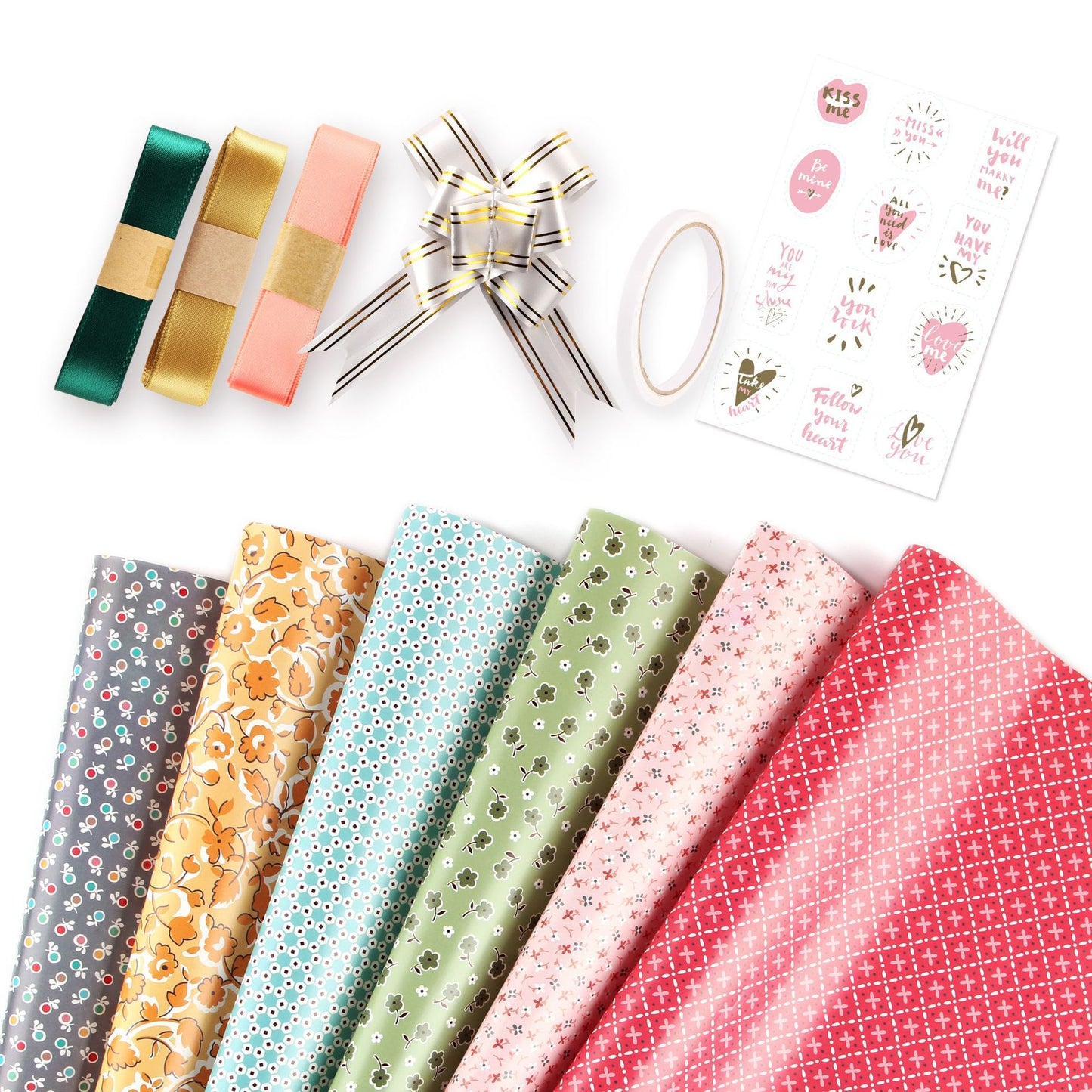 Fresh floral mori coated gift wrapping paper for women